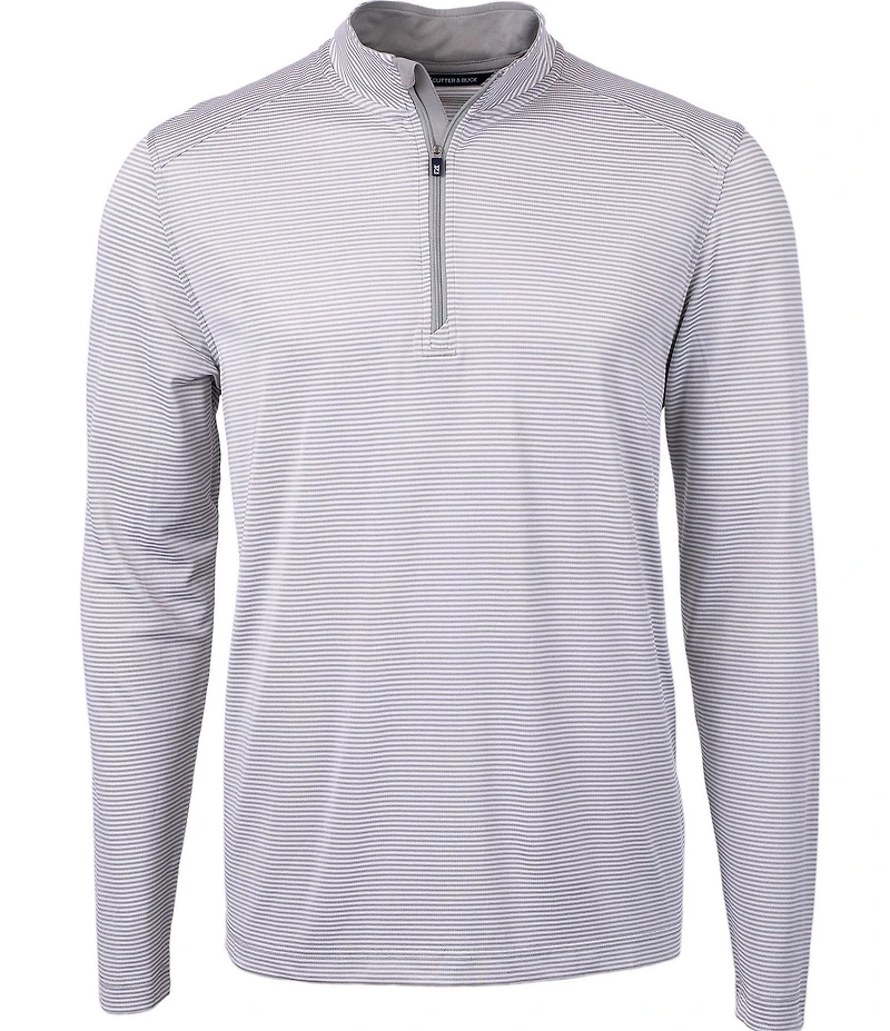 Cutter & Buck Big & Tall Virtue Micro Stripe Featherlight Pique Quarter Zip Pullover