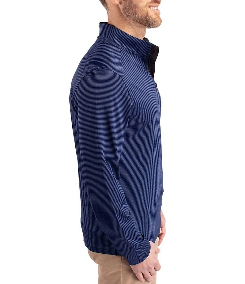 Cutter & Buck Big & Tall Virtue Micro Stripe Featherlight Pique Quarter Zip Pullover