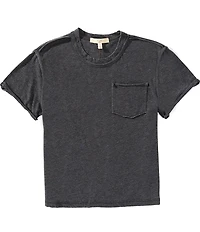 Chelsea & Violet Big Girls Knit Pocket Short Sleeve T-Shirt