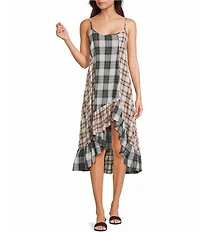 C&V Chelsea & Violet Asymmetrical Ruffle Tiered Patch Work Dress