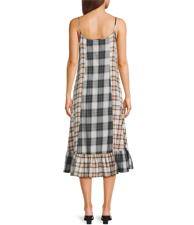 C&V Chelsea & Violet Asymmetrical Ruffle Tiered Patch Work Dress