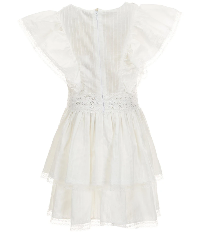 C&V Chelsea & Violet Big Girls Lace Flutter Sleeve Tiered Mini Dress