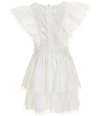 C&V Chelsea & Violet Big Girls Lace Flutter Sleeve Tiered Mini Dress