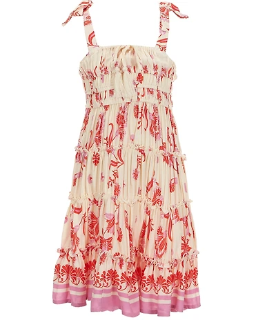 C&V Chelsea & Violet Big Girls Tie Shoulder Printed Cupcake Dress