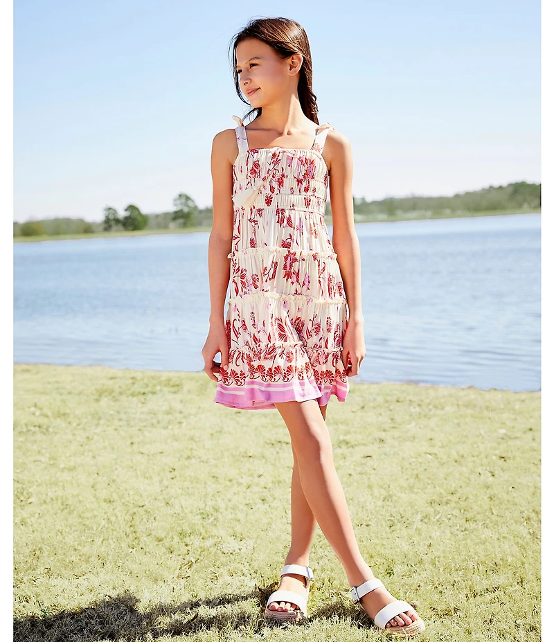 C&V Chelsea & Violet Big Girls Tie Shoulder Printed Cupcake Dress