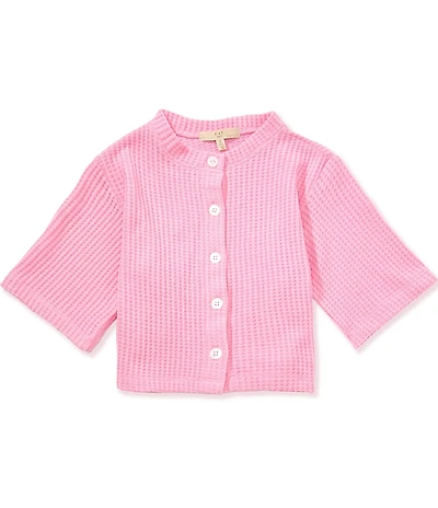 C&V Chelsea & Violet Big Girls Waffle Cardigan