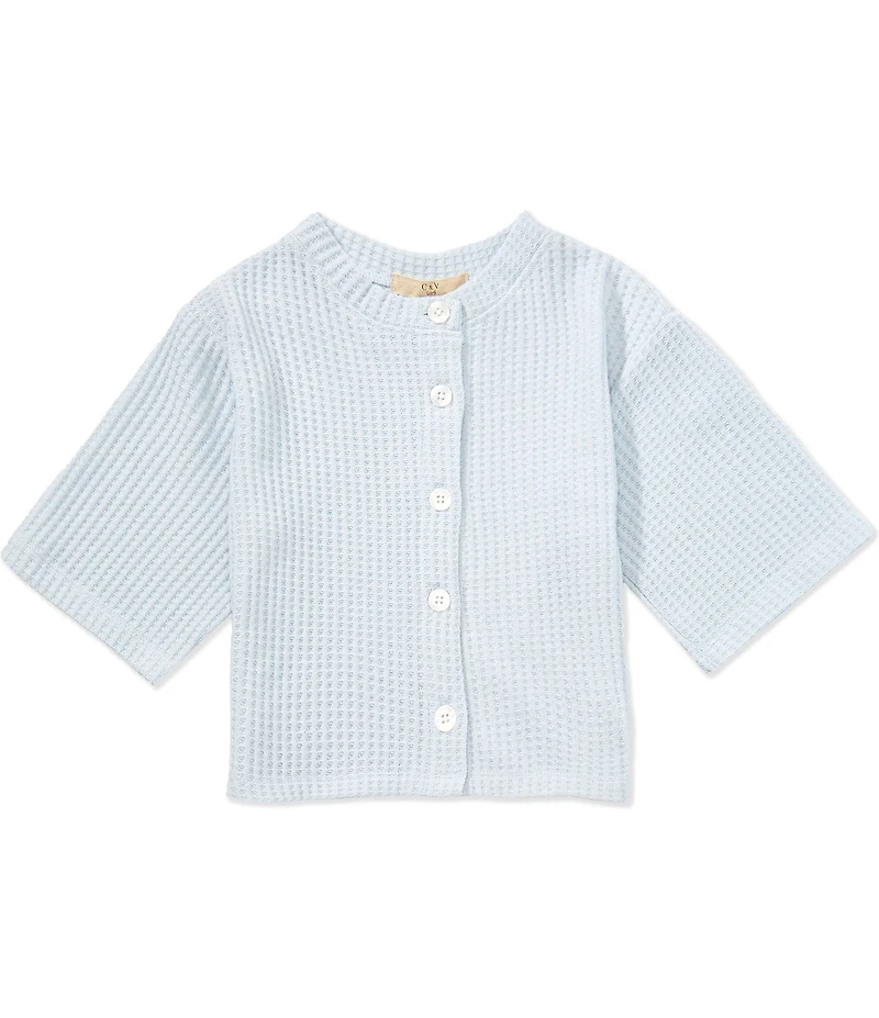 C&V Chelsea & Violet Big Girls Waffle Cardigan