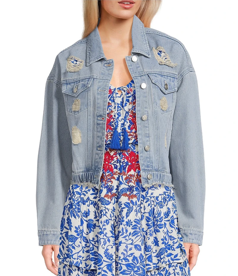 C&V Chelsea & Violet Brushed Distressed Denim Jacket