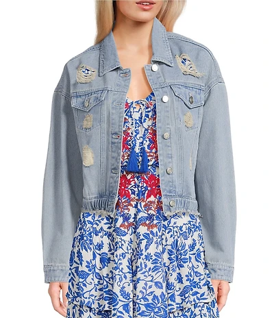 C&V Chelsea & Violet Brushed Distressed Denim Jacket
