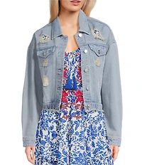 C&V Chelsea & Violet Brushed Distressed Denim Jacket