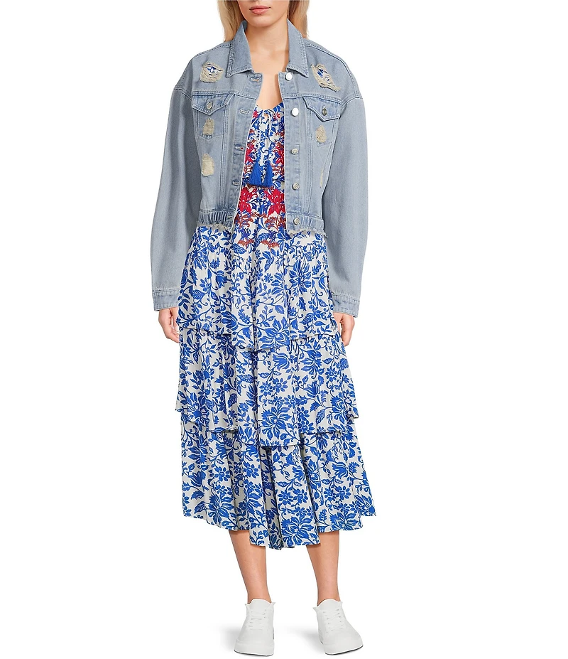 C&V Chelsea & Violet Brushed Distressed Denim Jacket