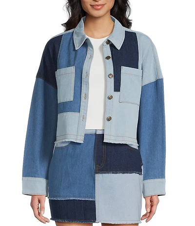 C&V Chelsea & Violet Coordinating Denim Patchwork Jacket
