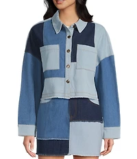 C&V Chelsea & Violet Coordinating Denim Patchwork Jacket