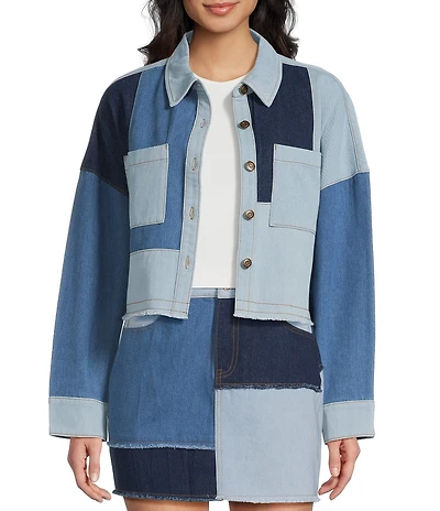 C&V Chelsea & Violet Coordinating Denim Patchwork Jacket