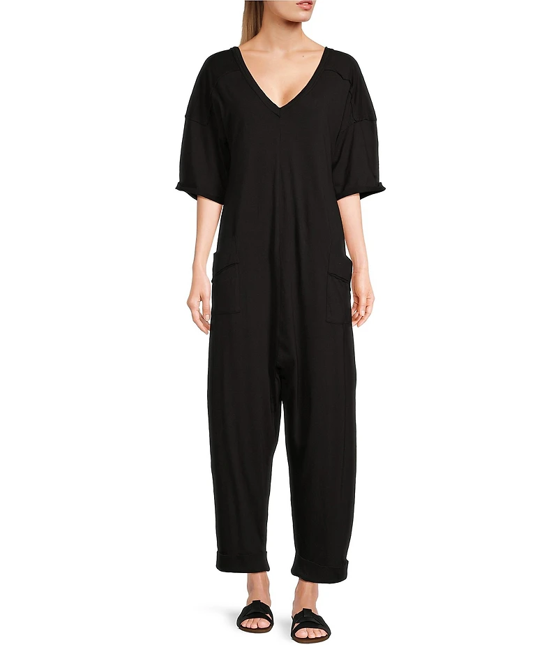 C&V Chelsea & Violet Cotton V-Neck Jumpsuit