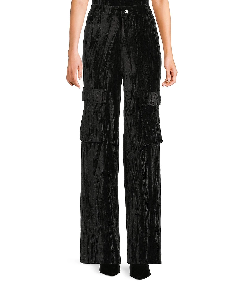 C&V Chelsea & Violet Crushed Velvet Coordinating Cargo Pants