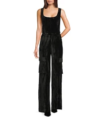 C&V Chelsea & Violet Crushed Velvet Coordinating Cargo Pants