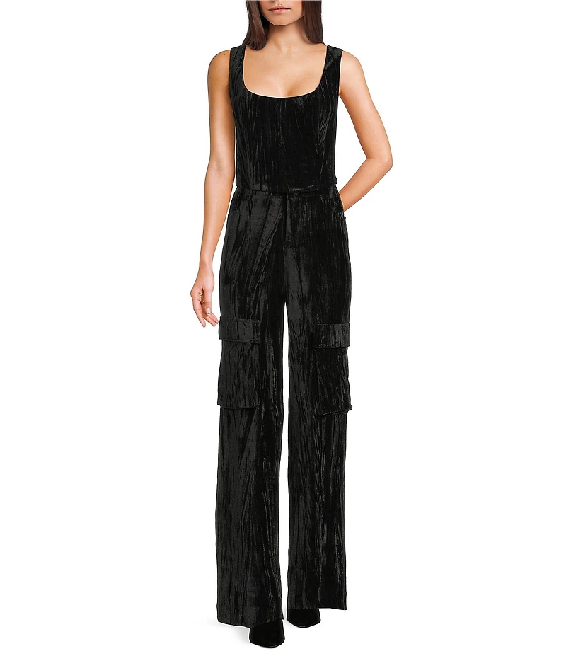 C&V Chelsea & Violet Crushed Velvet Coordinating Cargo Pants