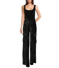 C&V Chelsea & Violet Crushed Velvet Coordinating Cargo Pants