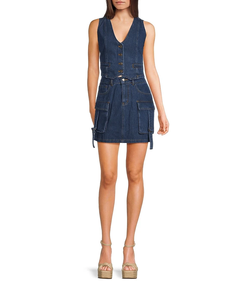 C&V Chelsea & Violet Coordinating Denim Cargo Skirt