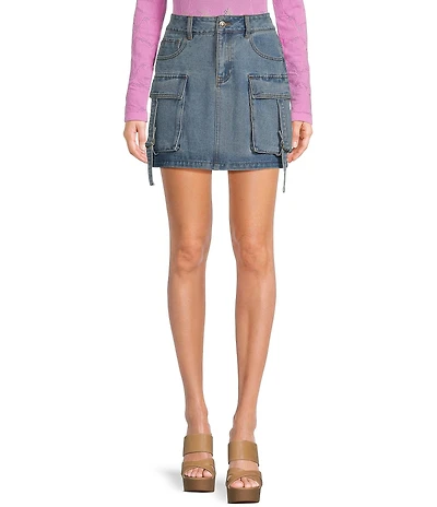C&V Chelsea & Violet Coordinating Denim Cargo Skirt