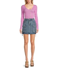 C&V Chelsea & Violet Coordinating Denim Cargo Skirt