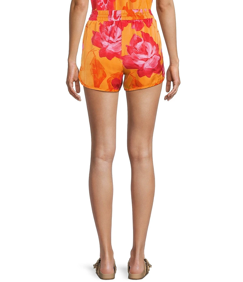 C&V Chelsea & Violet Drawstring Floral Printed Pull On Coordinating Shorts