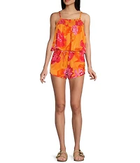 C&V Chelsea & Violet Drawstring Floral Printed Pull On Coordinating Shorts