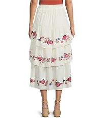 C&V Chelsea & Violet Embroidered Tiered Midi Skirt