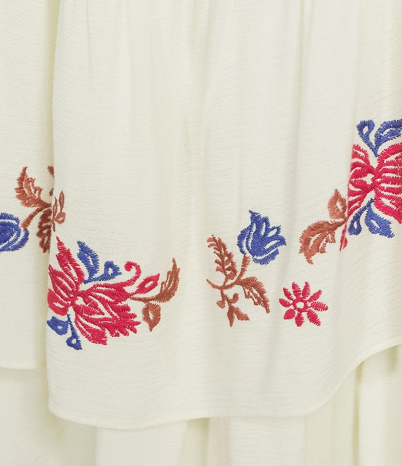 C&V Chelsea & Violet Embroidered Tiered Midi Skirt