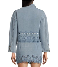 C&V Chelsea & Violet Eyelet Hem Coordinating Denim Jacket