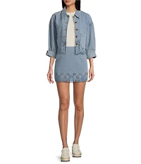 C&V Chelsea & Violet Eyelet Hem Coordinating Denim Jacket