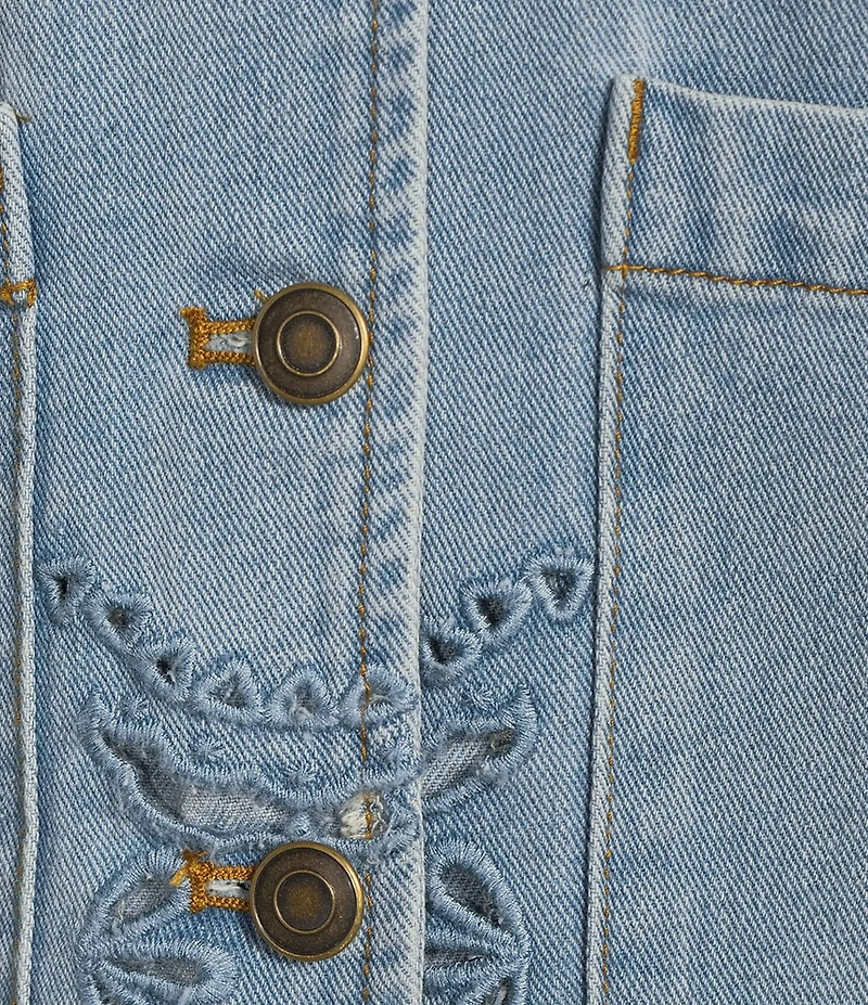 C&V Chelsea & Violet Eyelet Hem Coordinating Denim Jacket
