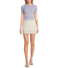C&V Chelsea & Violet Eyelet Hem Coordinating Denim Mini Skirt