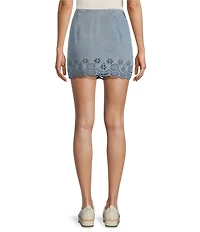 C&V Chelsea & Violet Eyelet Hem Coordinating Denim Mini Skirt