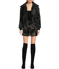 C&V Chelsea & Violet Flocked Mesh Coordinating Mini Skirt