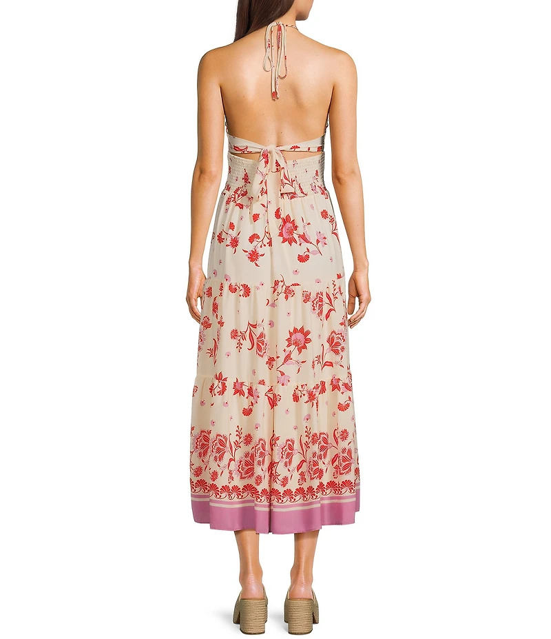 C&V Chelsea & Violet Floral Border Printed Halter Midi Dress