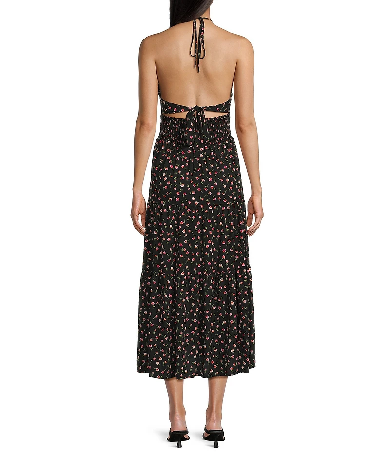 C&V Chelsea & Violet Ditsy Floral Printed Halter Midi Dress