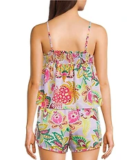 C&V Chelsea & Violet Floral Square Neck Sleeveless Smocked Coordinating Tank Top