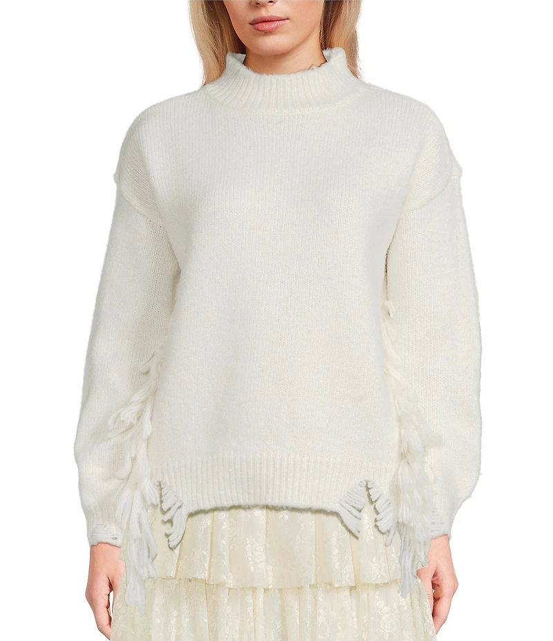 C&V Chelsea & Violet Fringe Long Sleeve Sweater