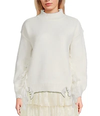 C&V Chelsea & Violet Fringe Long Sleeve Sweater