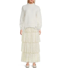 C&V Chelsea & Violet Fringe Long Sleeve Sweater