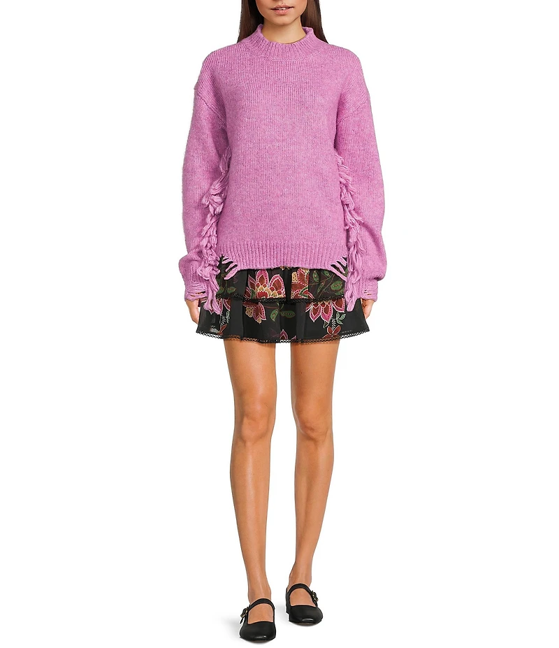 C&V Chelsea & Violet Fringe Long Sleeve Sweater