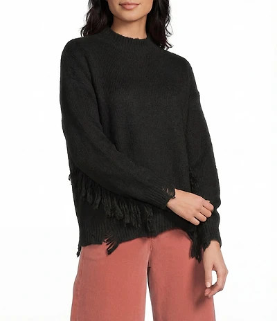 C&V Chelsea & Violet Fringe Long Sleeve Sweater