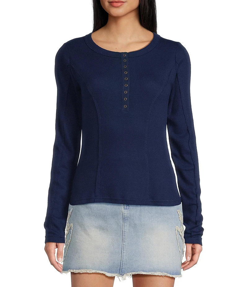 C&V Chelsea & Violet Henley Long Sleeve Top