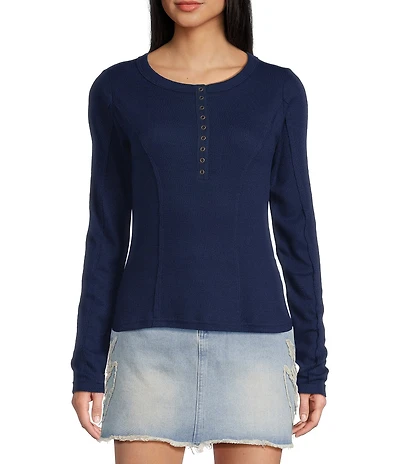 C&V Chelsea & Violet Henley Long Sleeve Top
