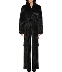 C&V Chelsea & Violet Long Sleeve Faux Fur Cropped Jacket