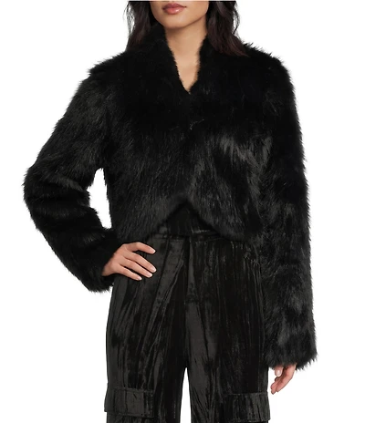 C&V Chelsea & Violet Long Sleeve Faux Fur Cropped Jacket