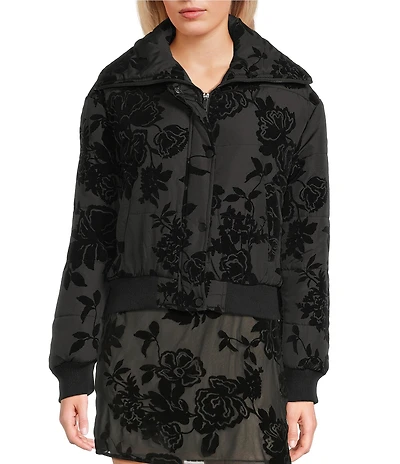 C&V Chelsea & Violet Long Sleeve Flocked Floral Woven Jacket