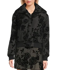 C&V Chelsea & Violet Long Sleeve Flocked Floral Woven Jacket